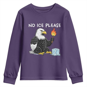 No Ice Please Youth Sweatshirt Funny American Eagle Social Justice Gift TS12 Purple Print Your Wear