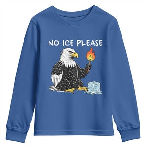 No Ice Please Youth Sweatshirt Funny American Eagle Social Justice Gift TS12 Royal Blue Print Your Wear