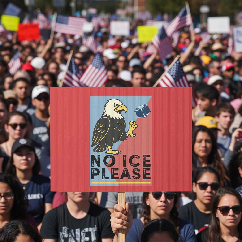 American Eagle No Ice Please Protest Sign Minnesota Protest Support Gift TS12 Horizontal 18
