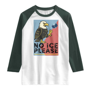 American Eagle No Ice Please Raglan Shirt Minnesota Protest Support Gift TS12 White Dark Forest Green Print Your Wear