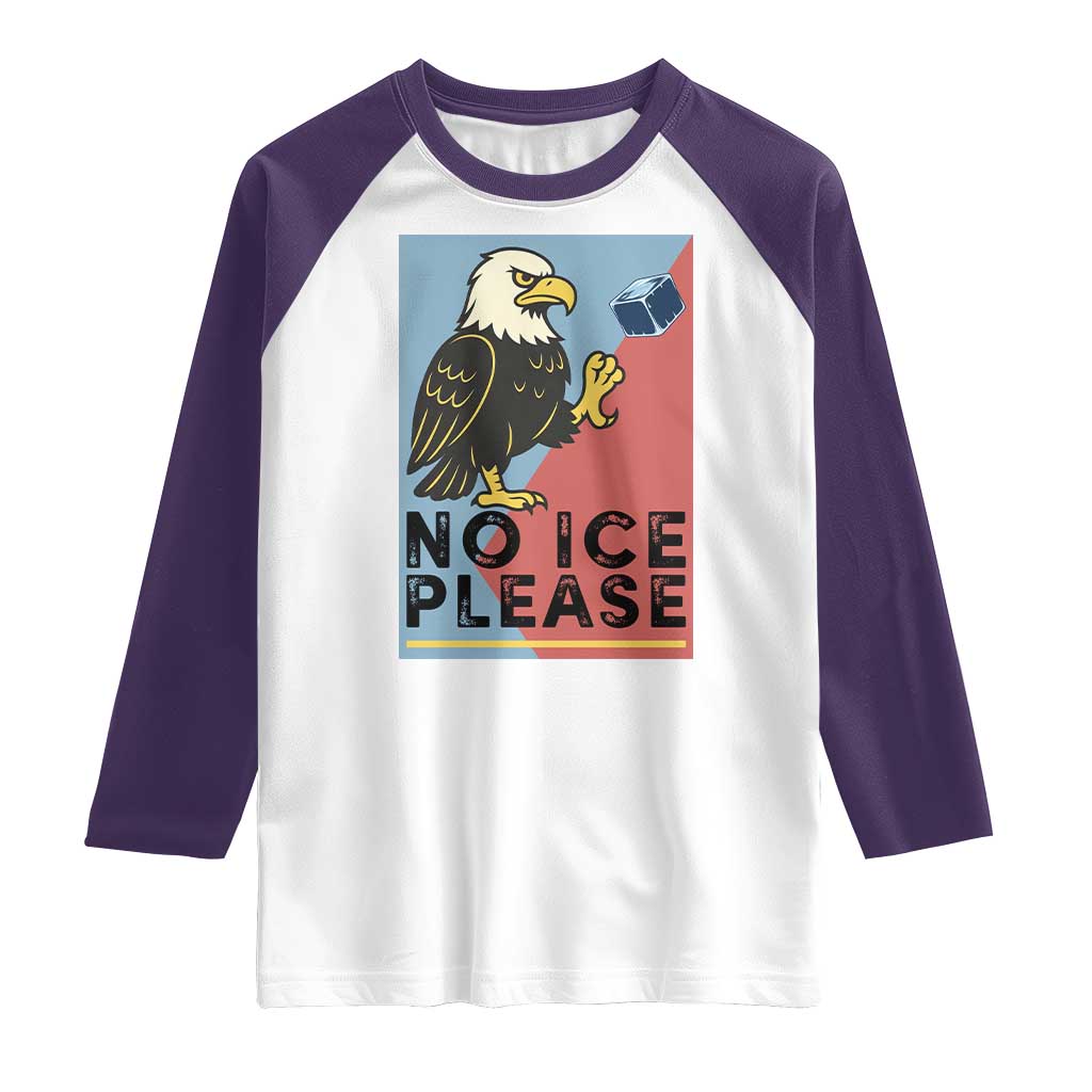 American Eagle No Ice Please Raglan Shirt Minnesota Protest Support Gift TS12 White Purple Print Your Wear
