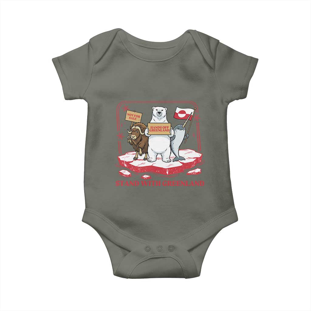 Hands Off Greenland Baby Onesie Support Greenlander Gift TS12 Military Green Print Your Wear