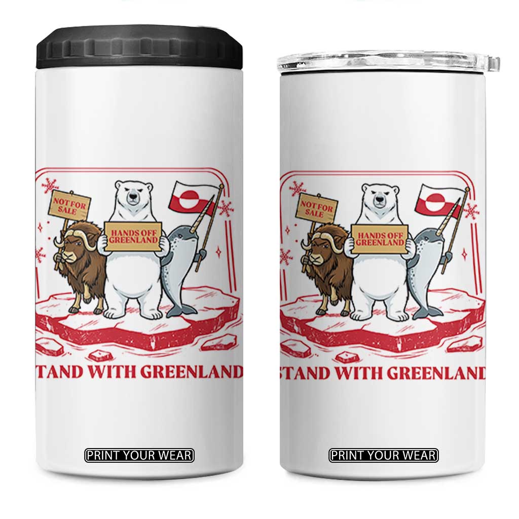 Hands Off Greenland 4 in 1 Can Cooler Tumbler Support Greenlander Gift TS12 One Size: 16 oz White Print Your Wear