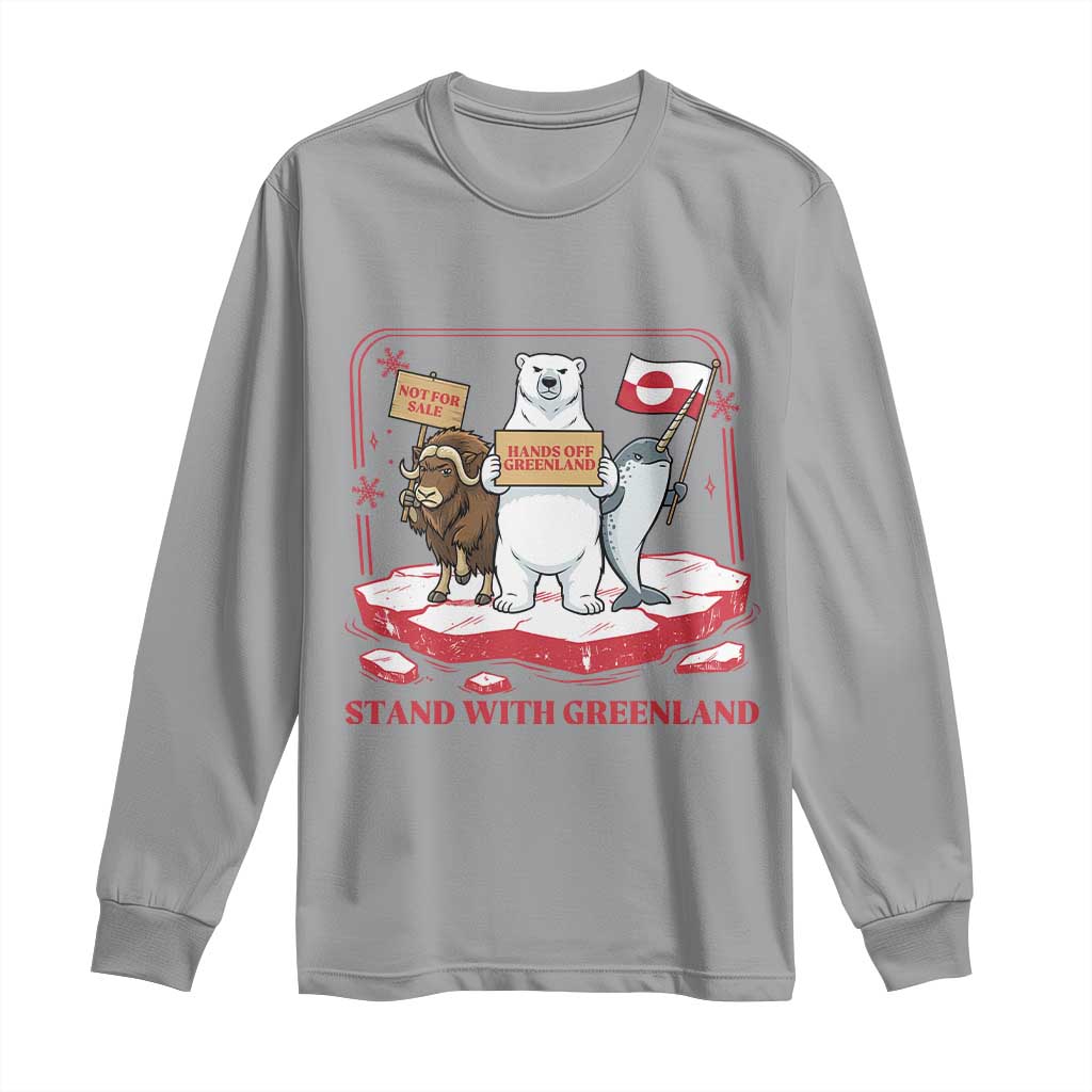 Hands Off Greenland Long Sleeve Shirt Support Greenlander Gift TS12 Sport Gray Print Your Wear