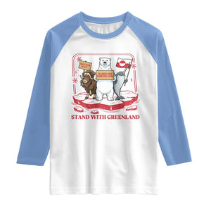 Hands Off Greenland Raglan Shirt Support Greenlander Gift TS12 White Carolina Blue Print Your Wear
