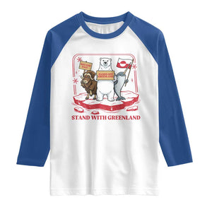 Hands Off Greenland Raglan Shirt Support Greenlander Gift TS12 White Royal Print Your Wear