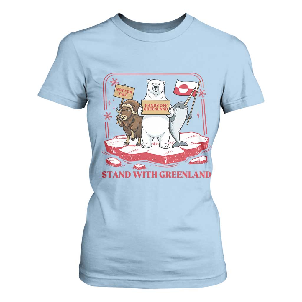 Hands Off Greenland T Shirt For Women Support Greenlander Gift TS12 Light Blue Print Your Wear