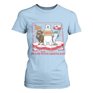 Hands Off Greenland T Shirt For Women Support Greenlander Gift TS12 Light Blue Print Your Wear