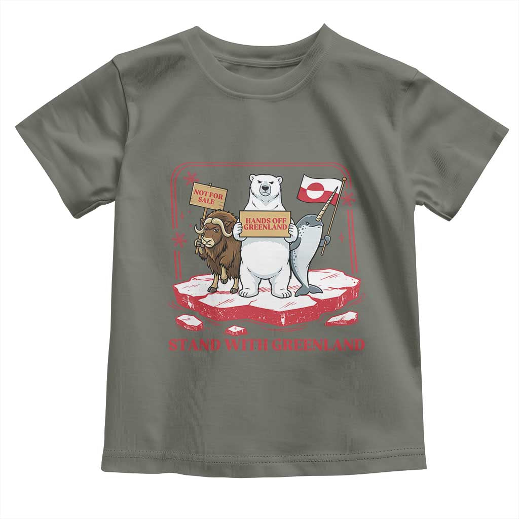 Hands Off Greenland Toddler T Shirt Support Greenlander Gift TS12 Military Green Print Your Wear