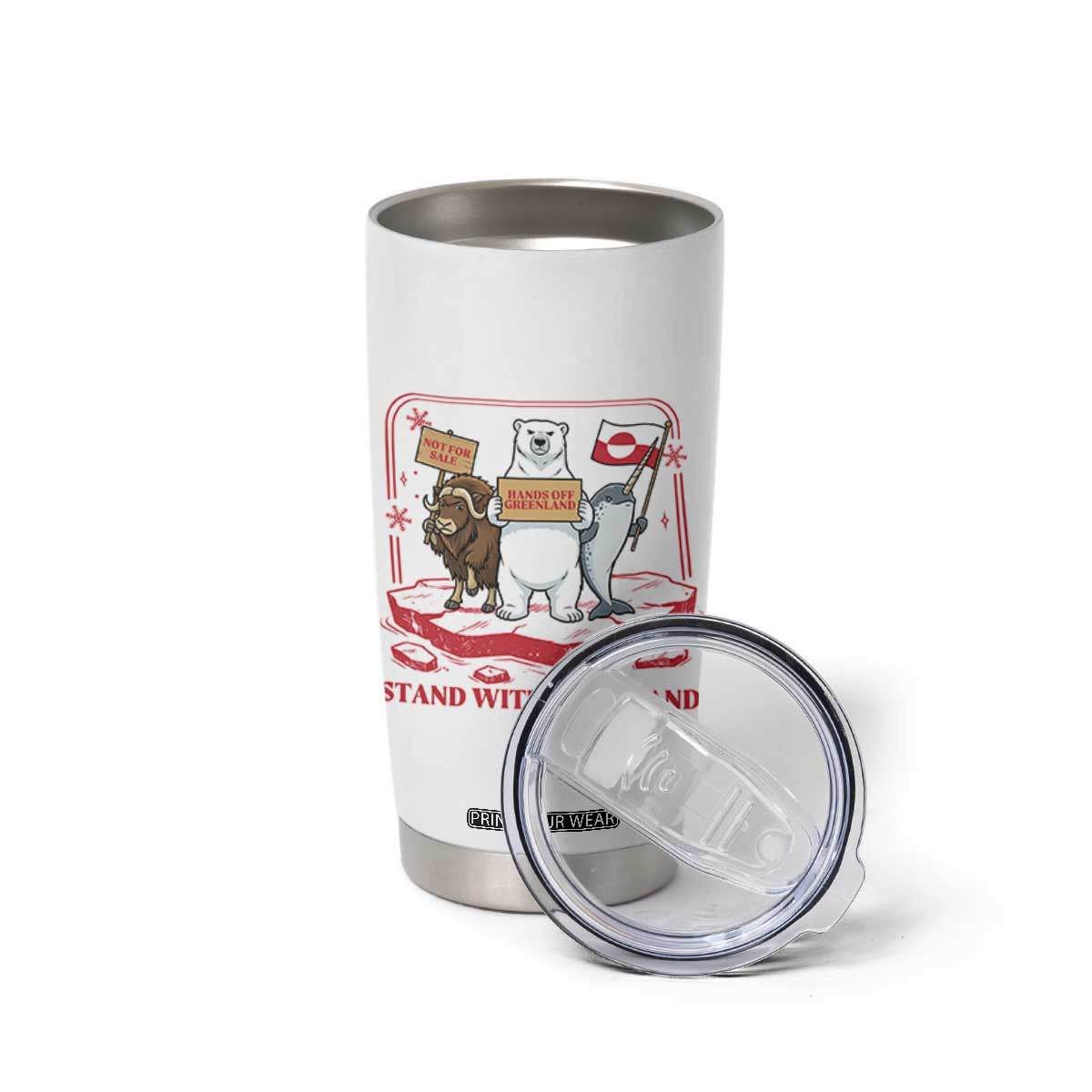 Hands Off Greenland Tumbler Cup Support Greenlander Gift TS12 Print Your Wear