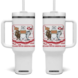 Hands Off Greenland Tumbler With Handle Support Greenlander Gift TS12 One Size: 40 oz White Print Your Wear