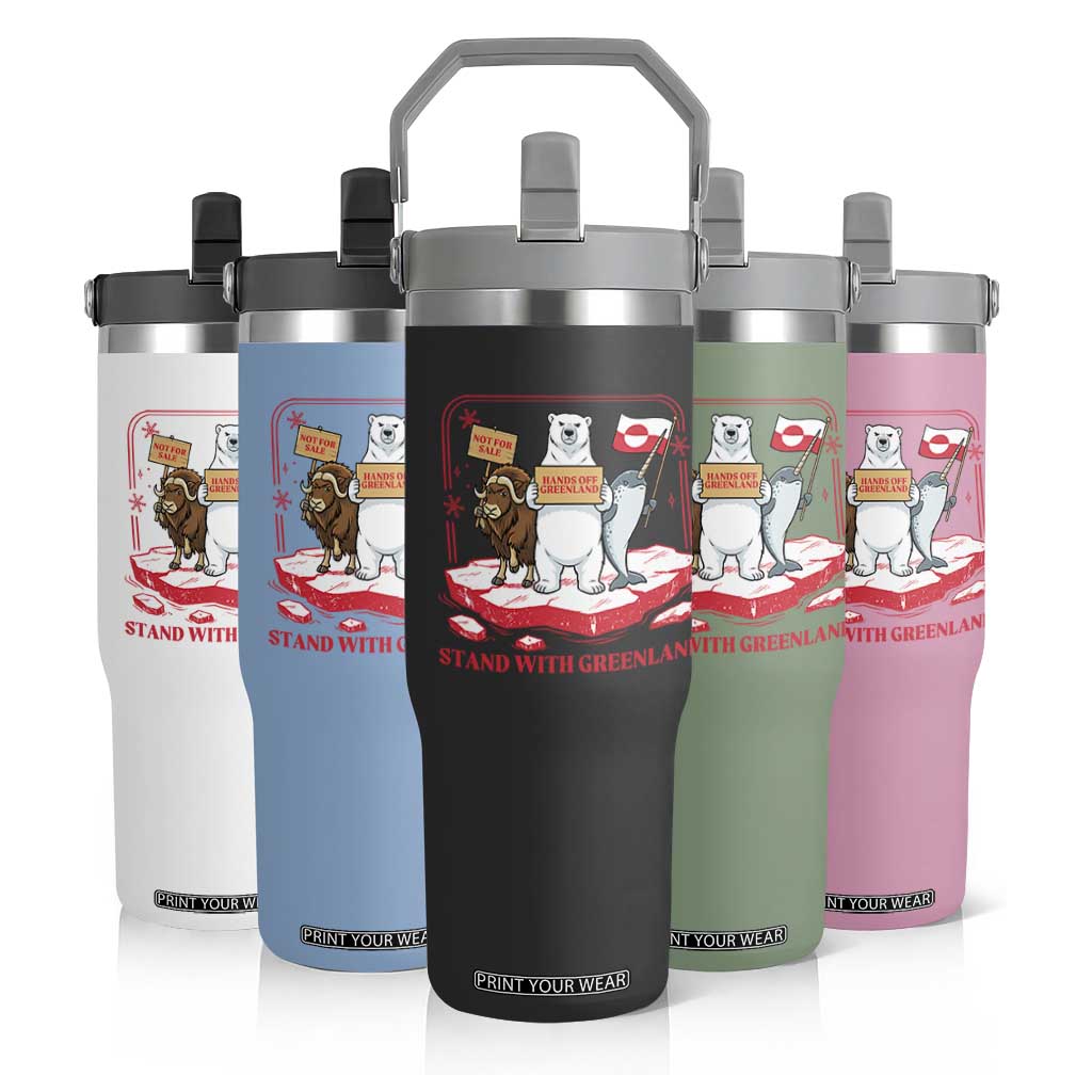 Hands Off Greenland Flip Straw Tumbler Support Greenlander Gift TS12 Print Your Wear