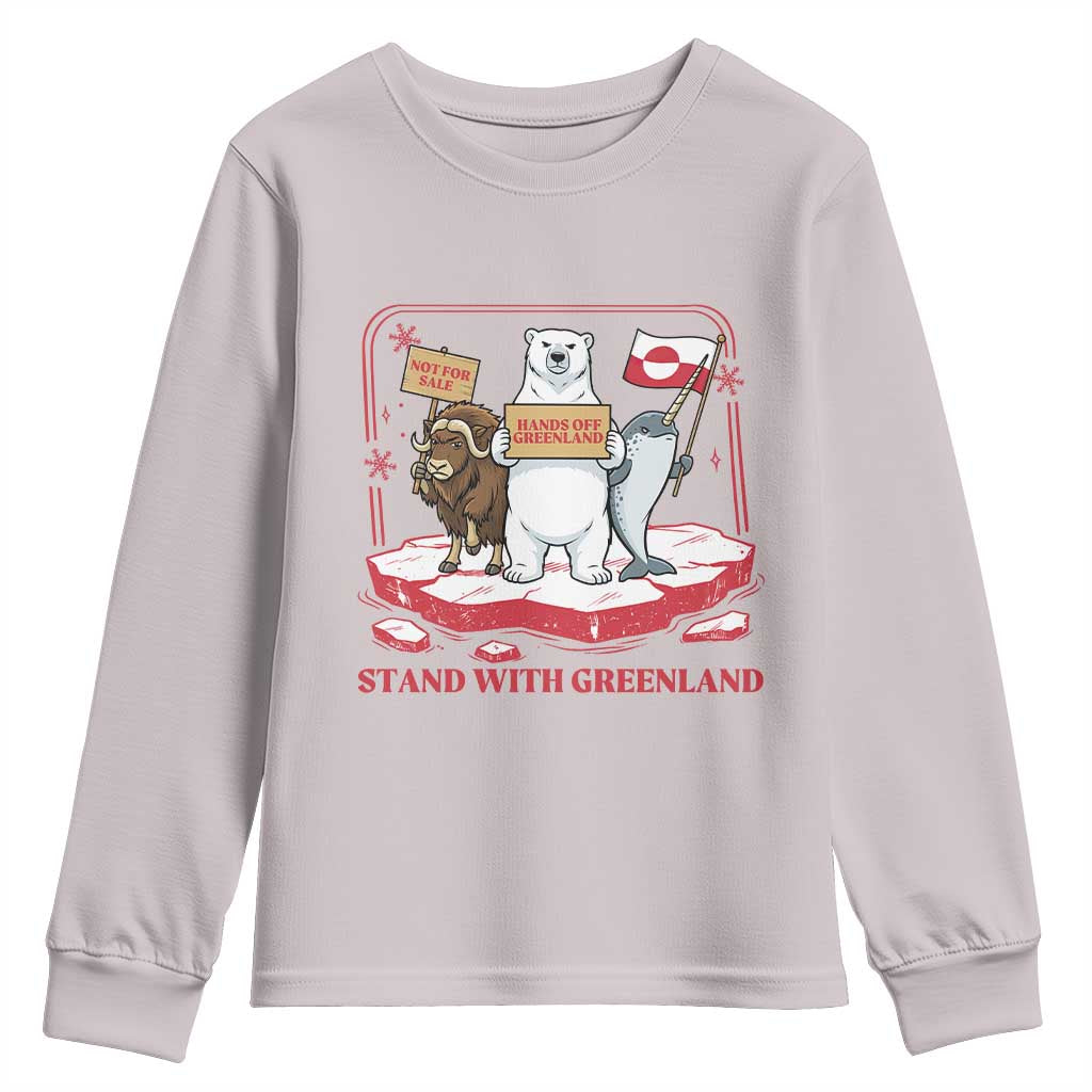 Hands Off Greenland Youth Sweatshirt Support Greenlander Gift TS12 Ice Gray Print Your Wear
