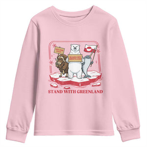 Hands Off Greenland Youth Sweatshirt Support Greenlander Gift TS12 Light Pink Print Your Wear