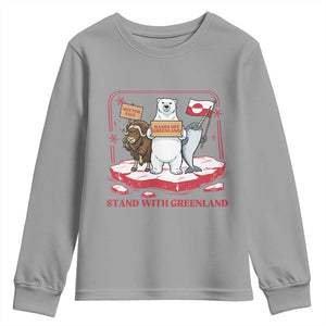 Hands Off Greenland Youth Sweatshirt Support Greenlander Gift TS12 Sport Gray Print Your Wear