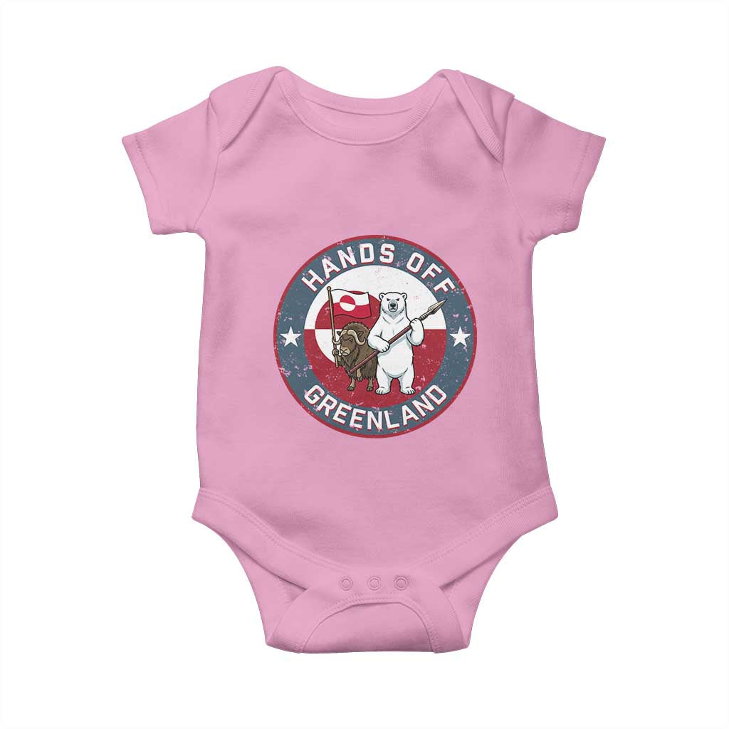 Hands Off Greenland Baby Onesie Anti Authoritarian Political Gag Gift TS12 Light Pink Print Your Wear