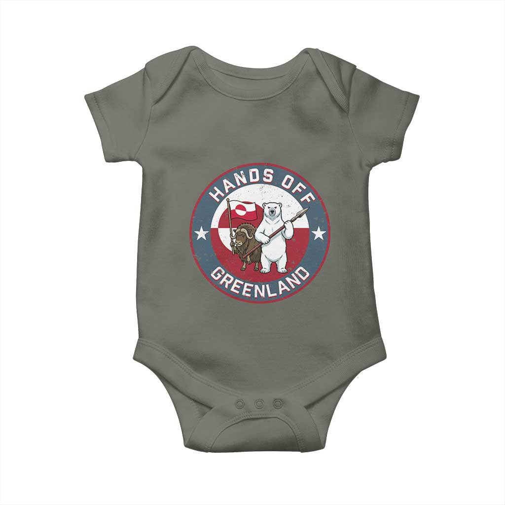 Hands Off Greenland Baby Onesie Anti Authoritarian Political Gag Gift TS12 Military Green Print Your Wear