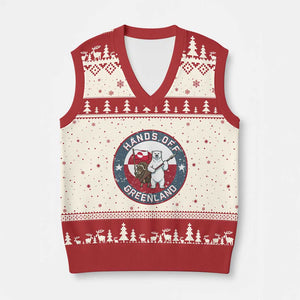 Hands Off Greenland V-Neck Knit Sweater Vest Anti Authoritarian Political Gag Gift TS12 Beige Red Print Your Wear