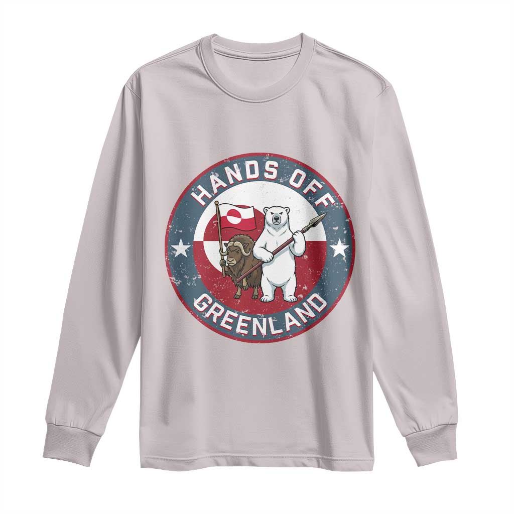 Hands Off Greenland Long Sleeve Shirt Anti Authoritarian Political Gag Gift TS12 Ice Gray Print Your Wear