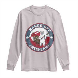 Hands Off Greenland Long Sleeve Shirt Anti Authoritarian Political Gag Gift TS12 Ice Gray Print Your Wear