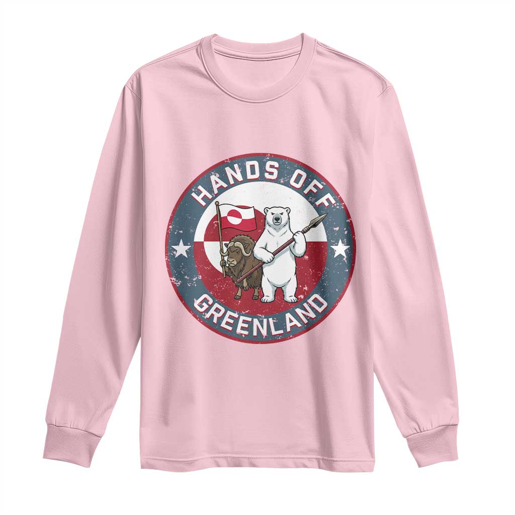 Hands Off Greenland Long Sleeve Shirt Anti Authoritarian Political Gag Gift TS12 Light Pink Print Your Wear