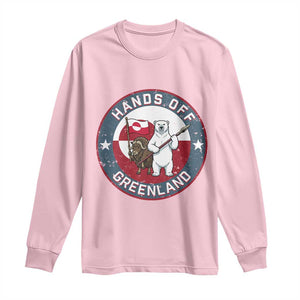 Hands Off Greenland Long Sleeve Shirt Anti Authoritarian Political Gag Gift TS12 Light Pink Print Your Wear