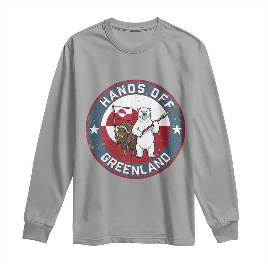 Hands Off Greenland Long Sleeve Shirt Anti Authoritarian Political Gag Gift TS12 Sport Gray Print Your Wear