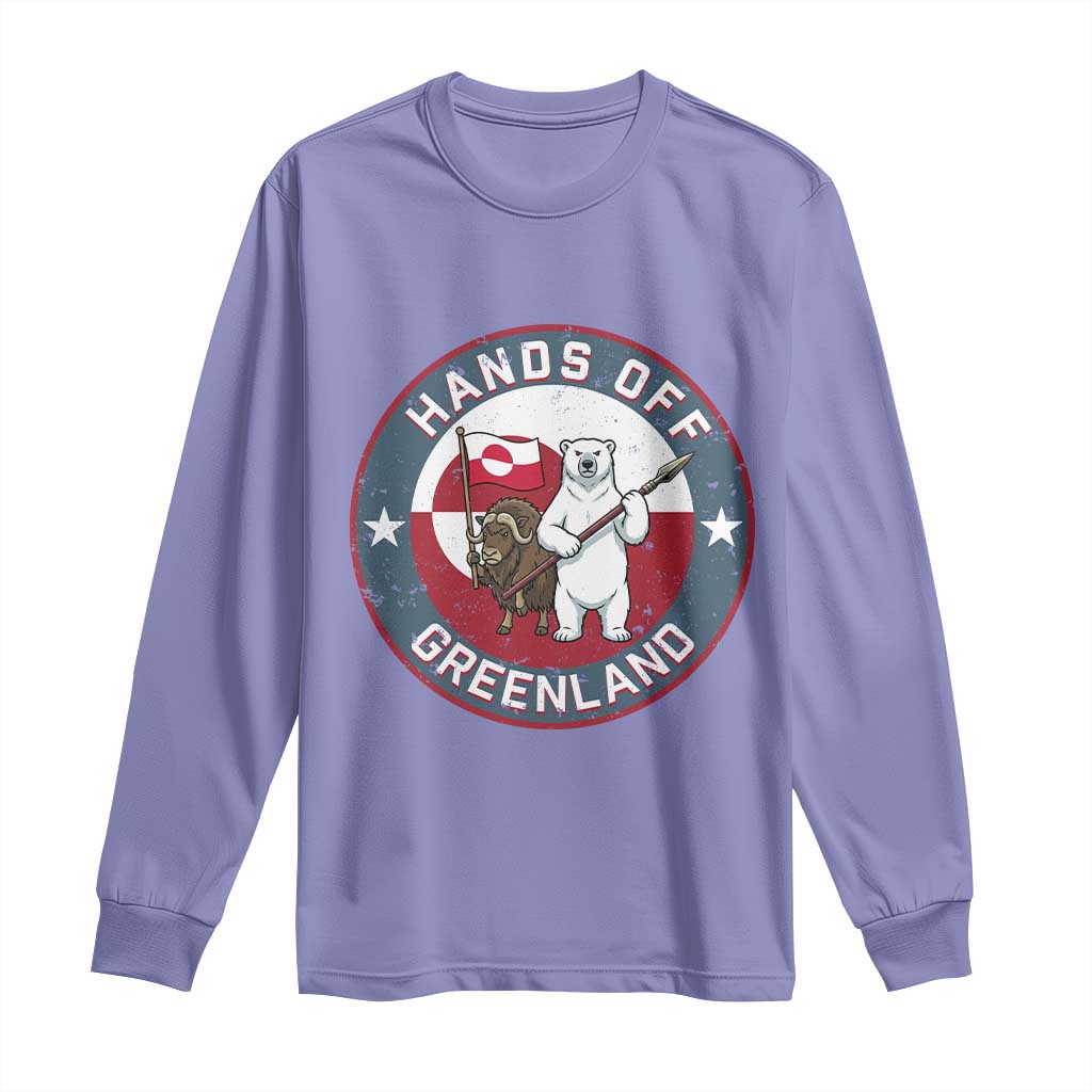 Hands Off Greenland Long Sleeve Shirt Anti Authoritarian Political Gag Gift TS12 Violet Print Your Wear