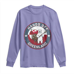 Hands Off Greenland Long Sleeve Shirt Anti Authoritarian Political Gag Gift TS12 Violet Print Your Wear