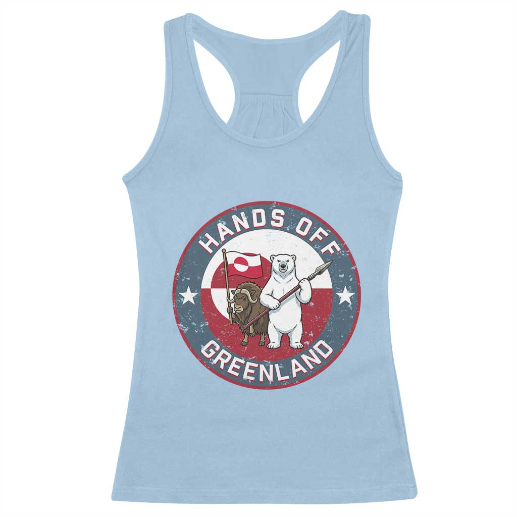 Hands Off Greenland Racerback Tank Top Anti Authoritarian Political Gag Gift TS12 Light Blue Print Your Wear