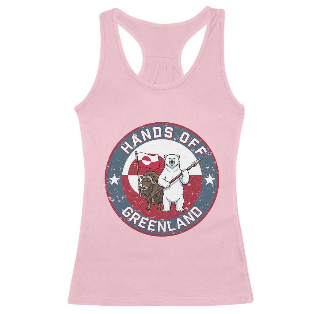 Hands Off Greenland Racerback Tank Top Anti Authoritarian Political Gag Gift TS12 Light Pink Print Your Wear