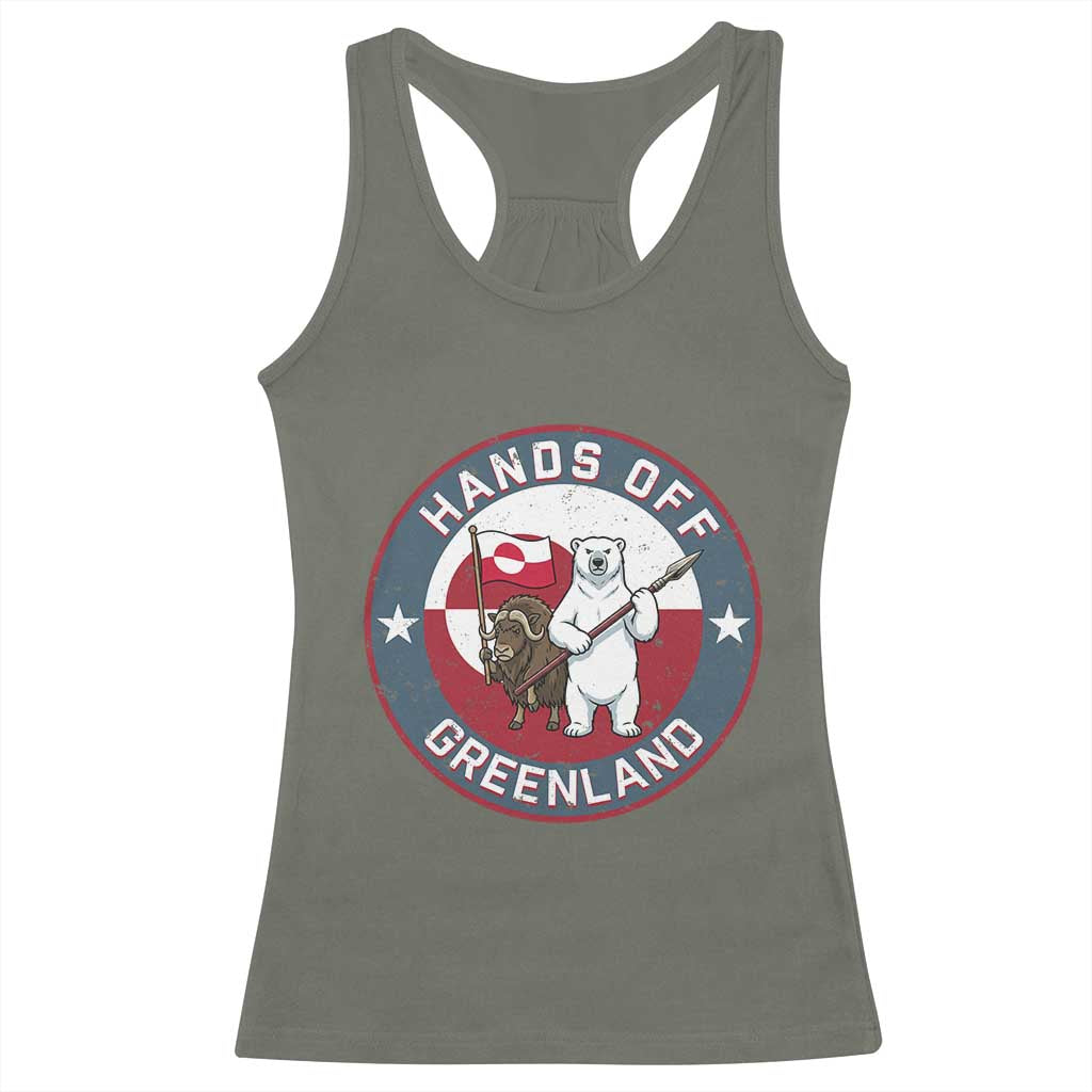 Hands Off Greenland Racerback Tank Top Anti Authoritarian Political Gag Gift TS12 Military Green Print Your Wear