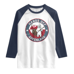Hands Off Greenland Raglan Shirt Anti Authoritarian Political Gag Gift TS12 White Navy Print Your Wear