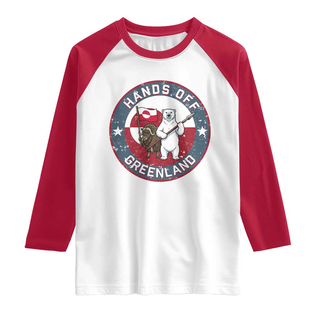Hands Off Greenland Raglan Shirt Anti Authoritarian Political Gag Gift TS12 White Red Print Your Wear