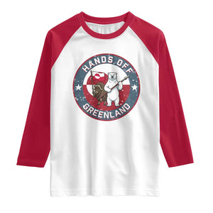 Hands Off Greenland Raglan Shirt Anti Authoritarian Political Gag Gift TS12 White Red Print Your Wear