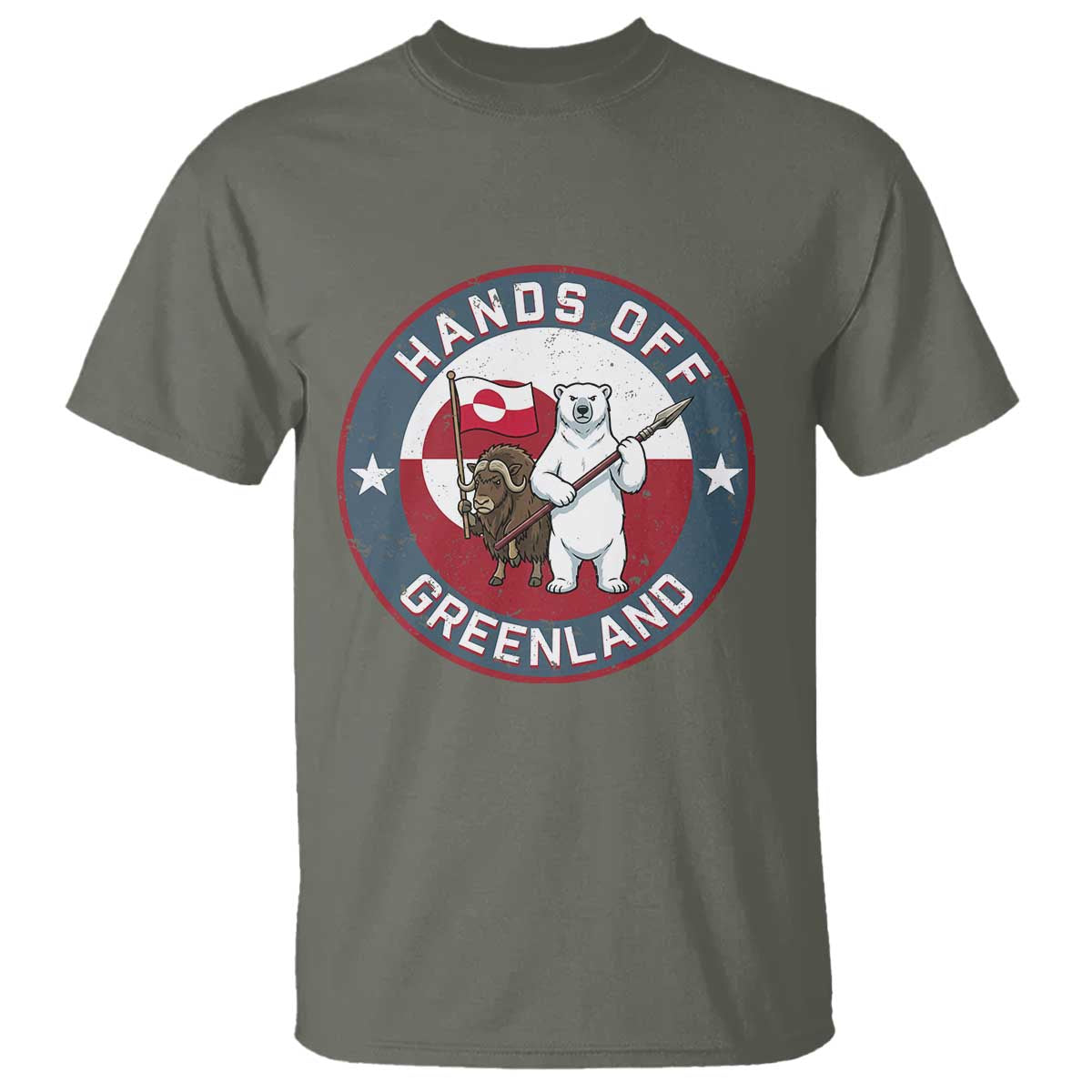 Hands Off Greenland T Shirt Anti Authoritarian Political Gag Gift TS12 Military Green Print Your Wear