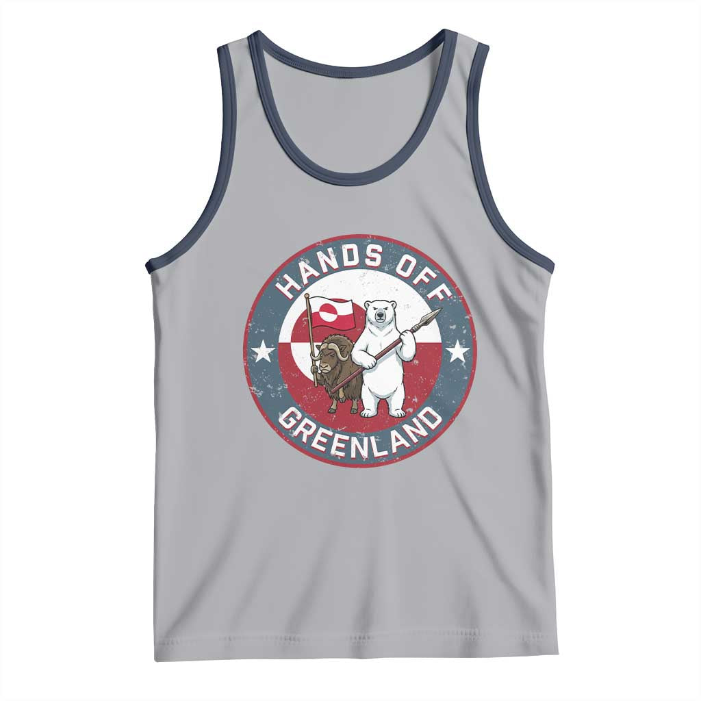 Hands Off Greenland Tank Top Anti Authoritarian Political Gag Gift TS12 Athletic Heather Navy Print Your Wear