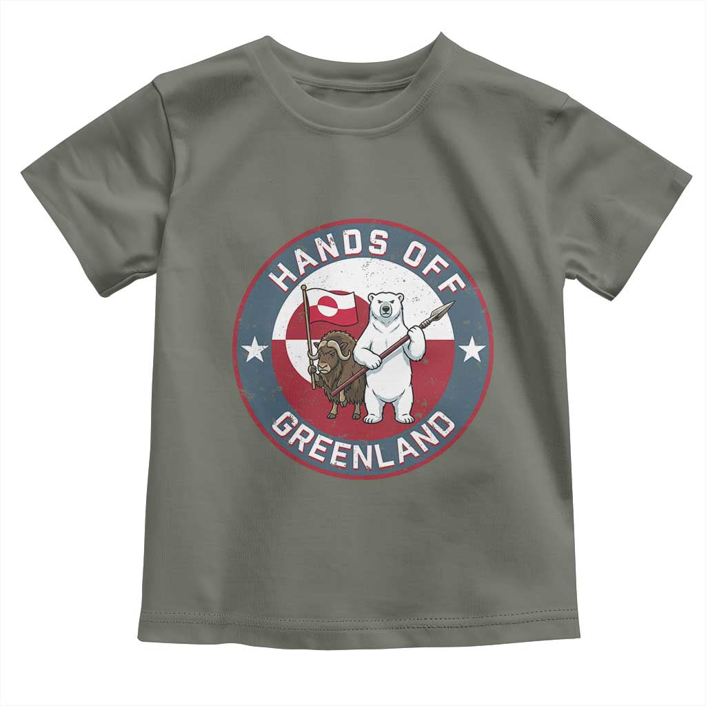Hands Off Greenland Toddler T Shirt Anti Authoritarian Political Gag Gift TS12 Military Green Print Your Wear