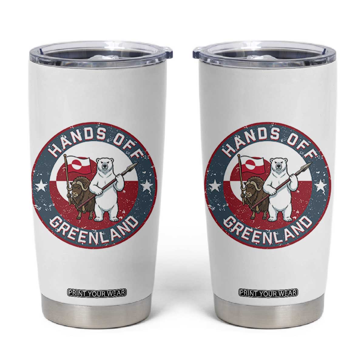 Hands Off Greenland Tumbler Cup Anti Authoritarian Political Gag Gift TS12 White Print Your Wear