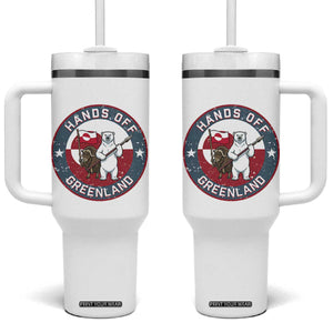 Hands Off Greenland Tumbler With Handle Anti Authoritarian Political Gag Gift TS12 One Size: 40 oz White Print Your Wear