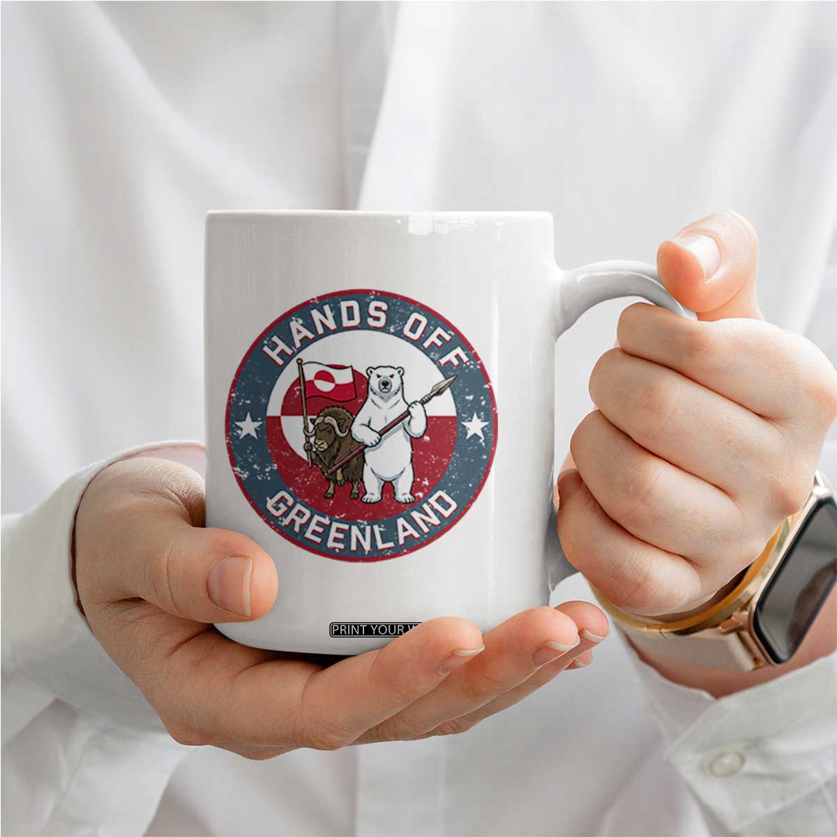 Hands Off Greenland Coffee Mug Anti Authoritarian Political Gag Gift TS12 Print Your Wear