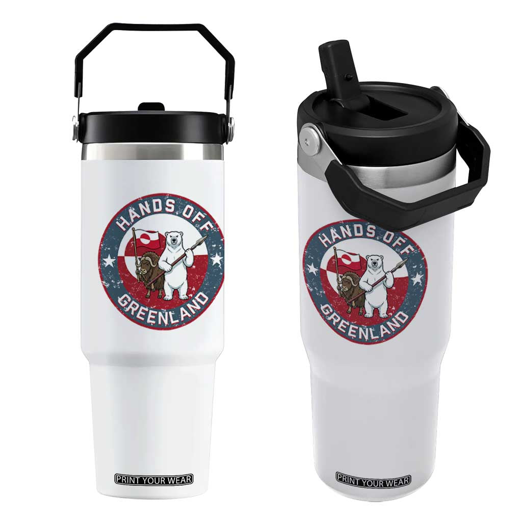 Hands Off Greenland Flip Straw Tumbler Anti Authoritarian Political Gag Gift TS12 One Size: 30 oz White Print Your Wear
