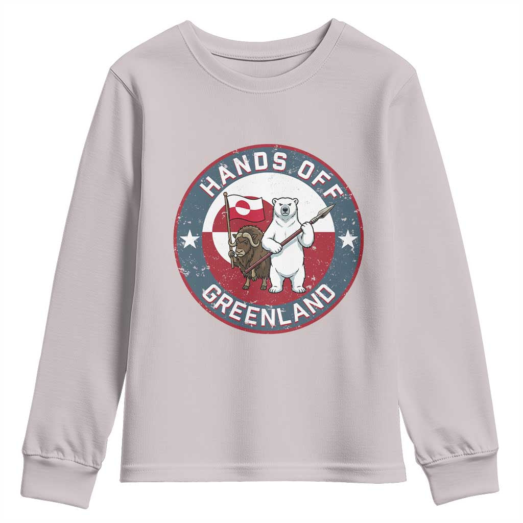 Hands Off Greenland Youth Sweatshirt Anti Authoritarian Political Gag Gift TS12 Ice Gray Print Your Wear