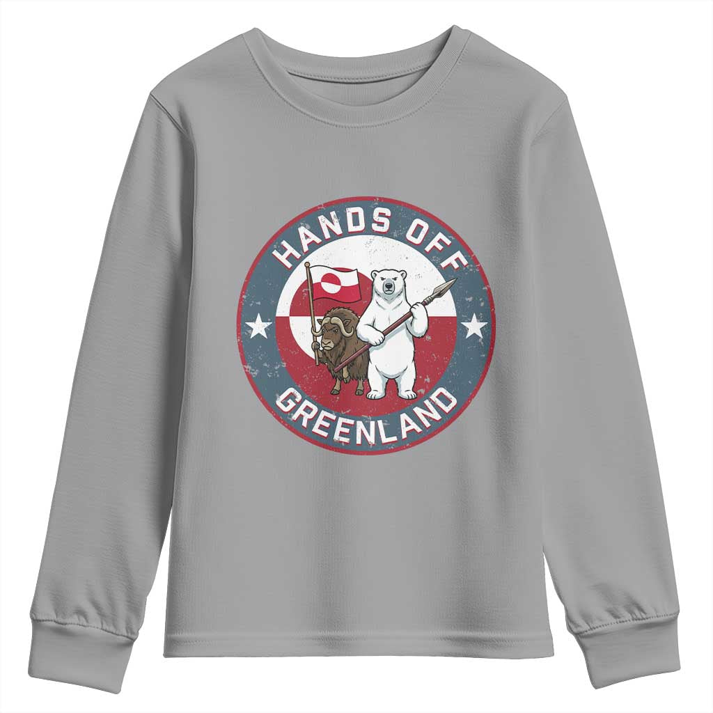 Hands Off Greenland Youth Sweatshirt Anti Authoritarian Political Gag Gift TS12 Sport Gray Print Your Wear