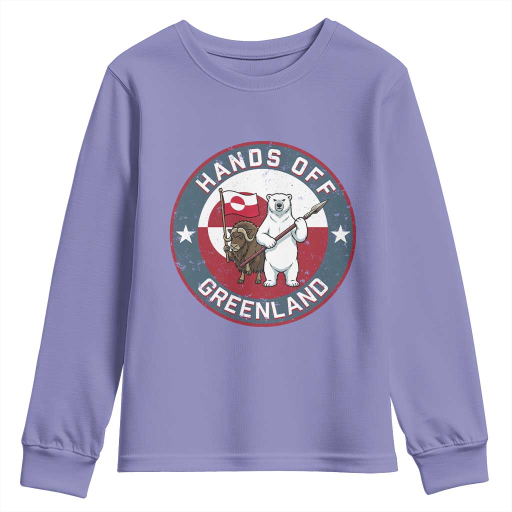 Hands Off Greenland Youth Sweatshirt Anti Authoritarian Political Gag Gift TS12 Violet Print Your Wear