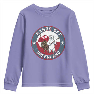 Hands Off Greenland Youth Sweatshirt Anti Authoritarian Political Gag Gift TS12 Violet Print Your Wear