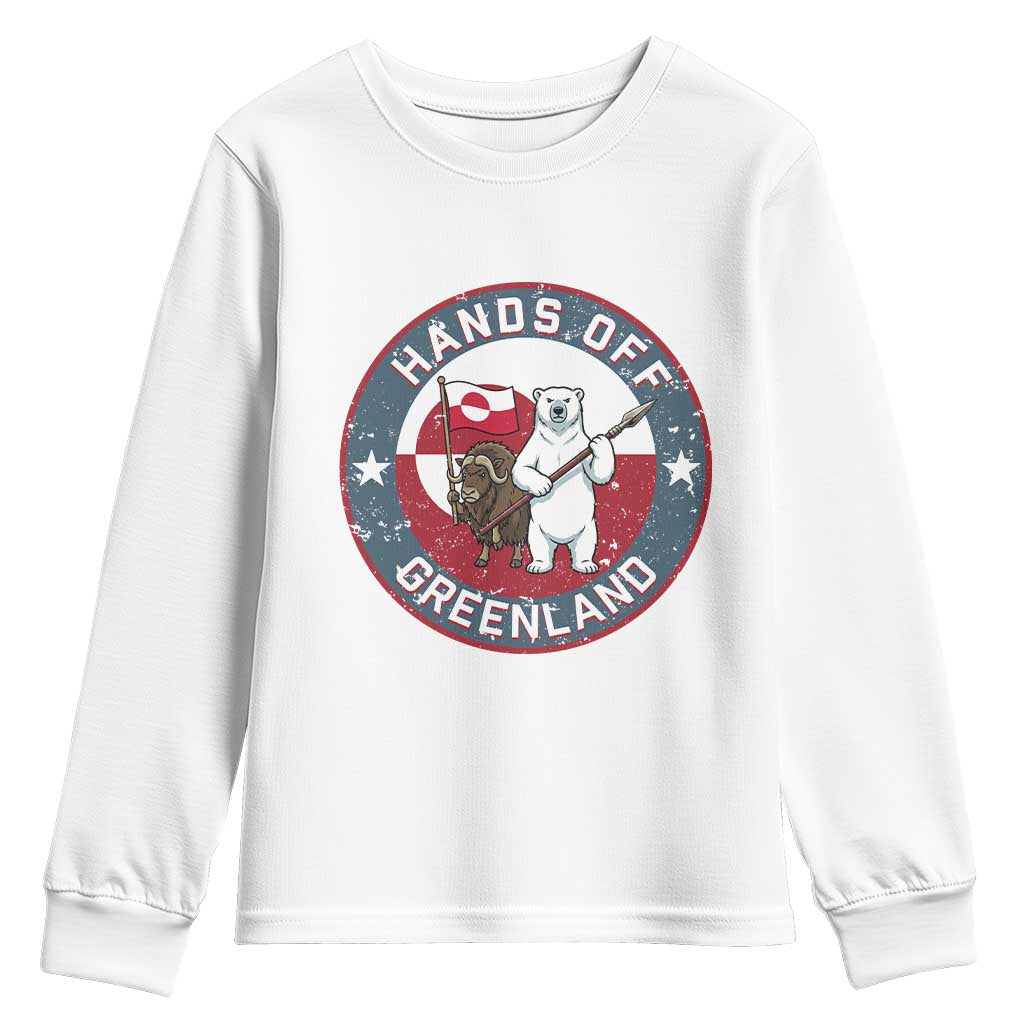 Hands Off Greenland Youth Sweatshirt Anti Authoritarian Political Gag Gift TS12 White Print Your Wear