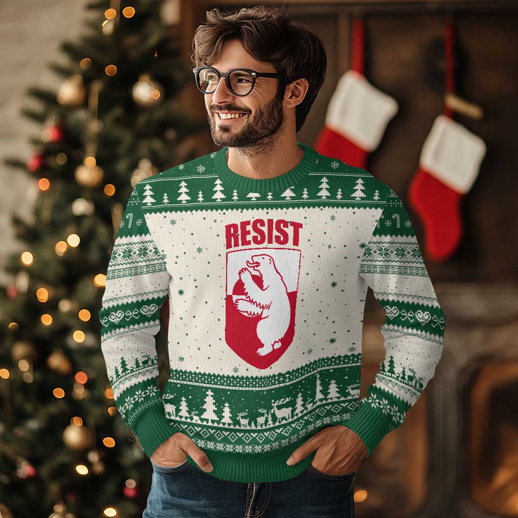 Greenland Resist Ugly Christmas Sweater Stand With Greenlanders TS12 Beige Green Print Your Wear
