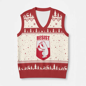 Greenland Resist V-Neck Knit Sweater Vest Stand With Greenlanders TS12 Beige Red Print Your Wear