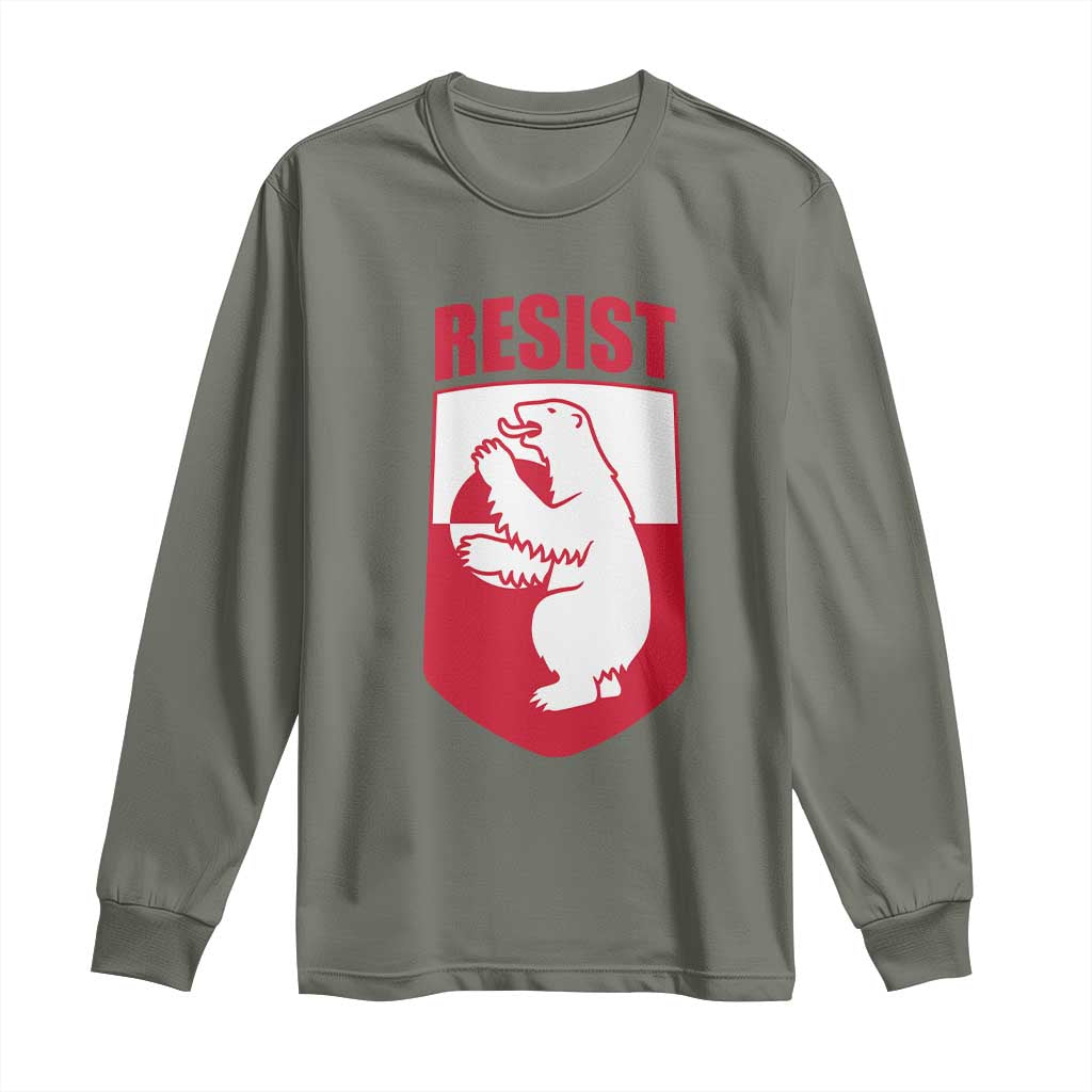 Greenland Resist Long Sleeve Shirt Stand With Greenlanders TS12 Military Green Print Your Wear